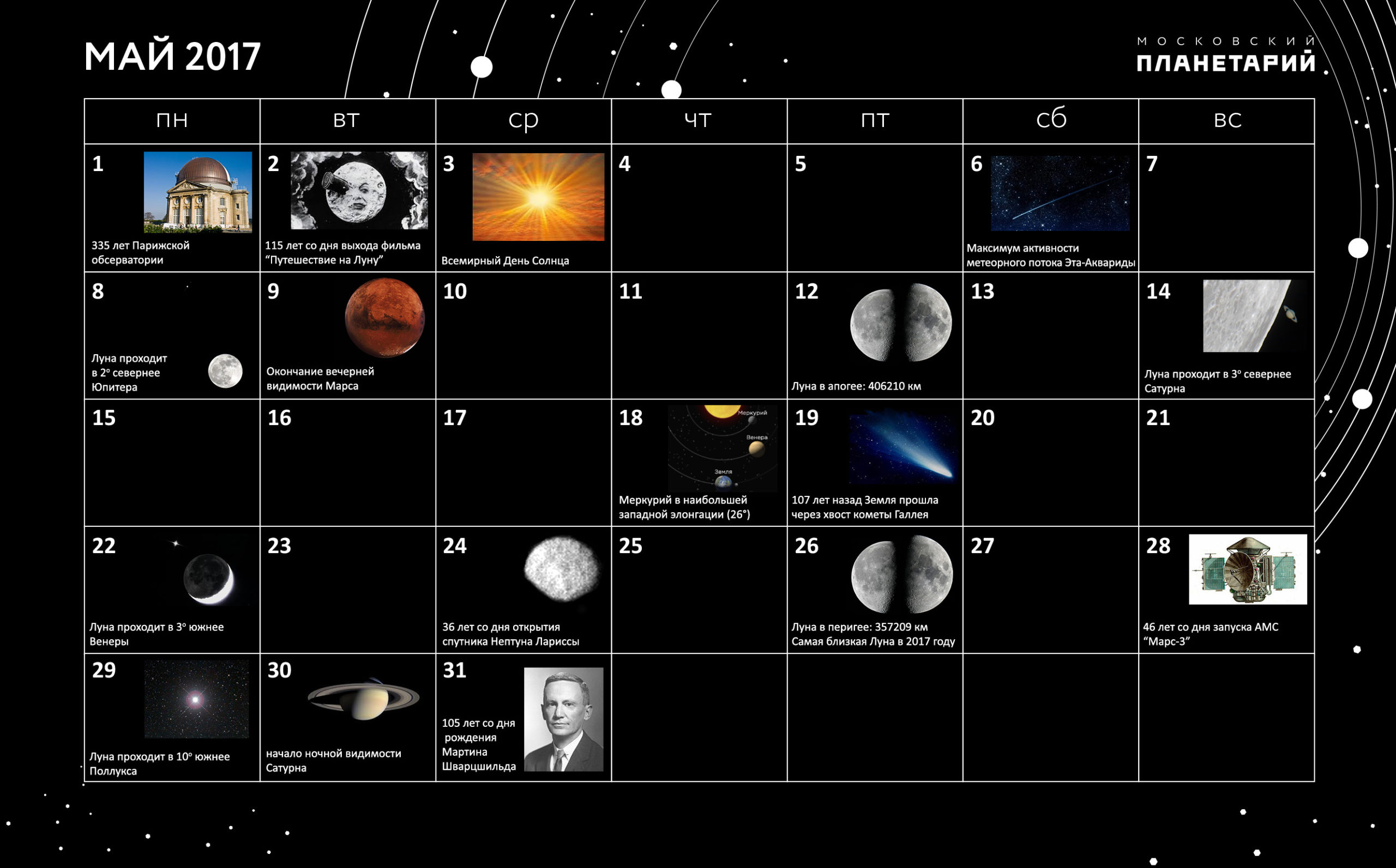 Московский Планетарий опубликовал астрономический прогноз на май, фото
