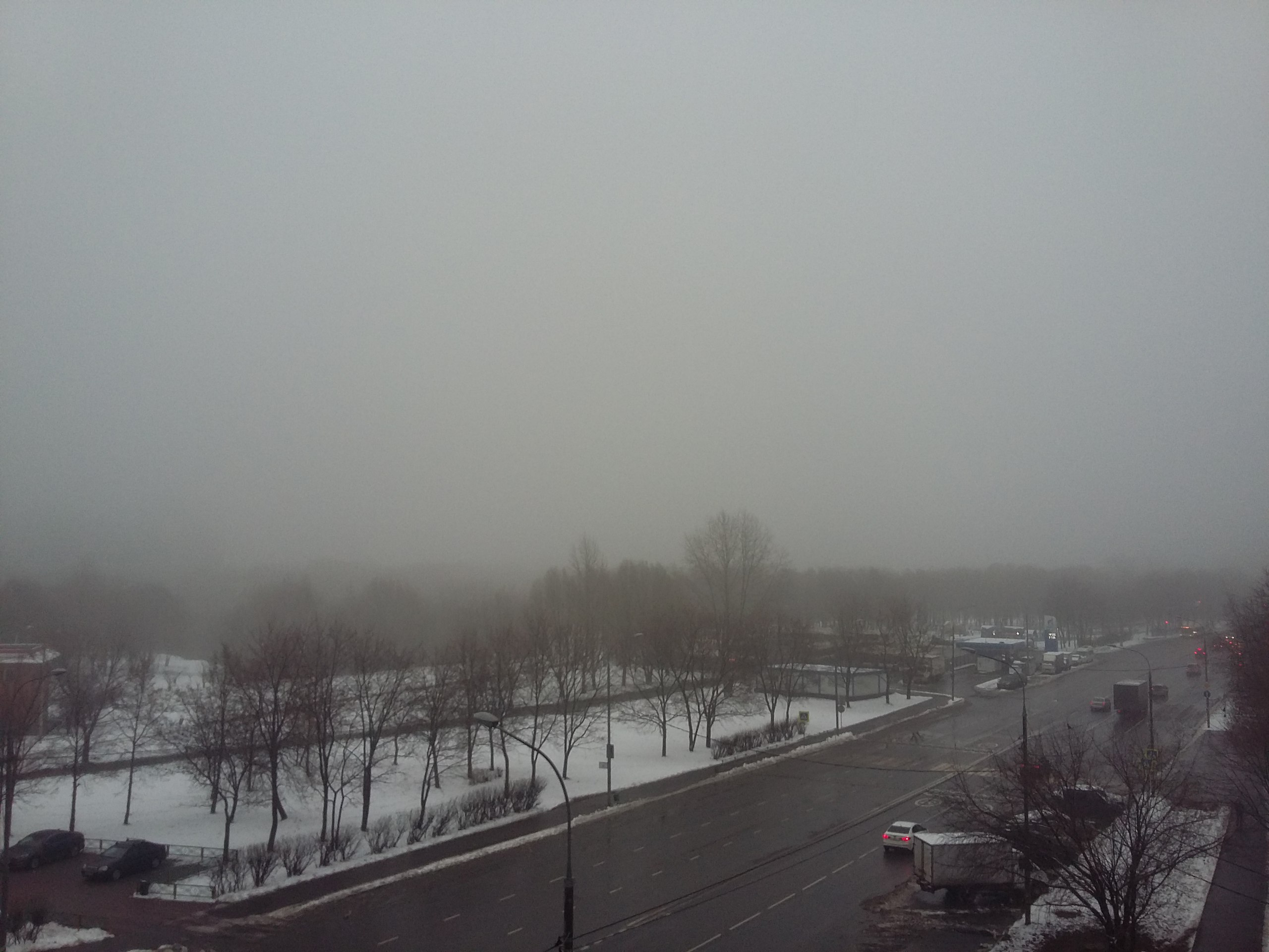 Из-за повышенной влажность Москву накрыл густой туман, фото
