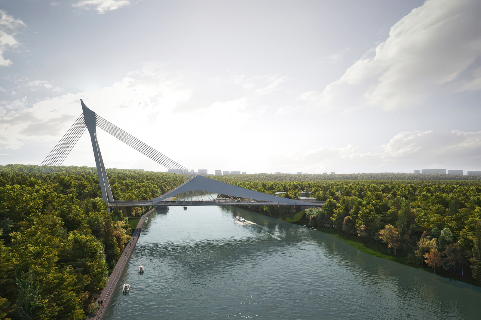 Ефимов: Строительство моста через Москву-реку в районе Новозаводской улицы выполнено на треть, фото